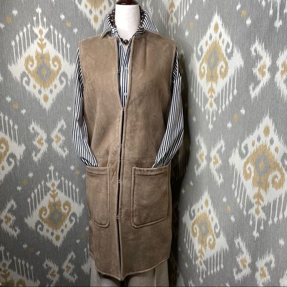 Ralph Lauren Long-Line Italian Lamb Shearling Vest - Picture 12 of 16